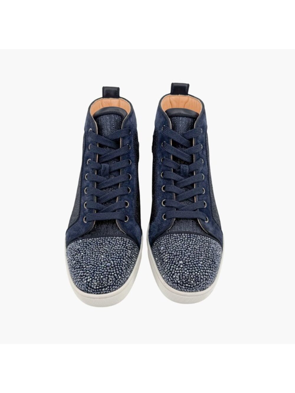 Christian Louboutin Louis Strass Sneaker Size 39 US 9 Navy Blue High Top Crystal - Picture 2 of 14